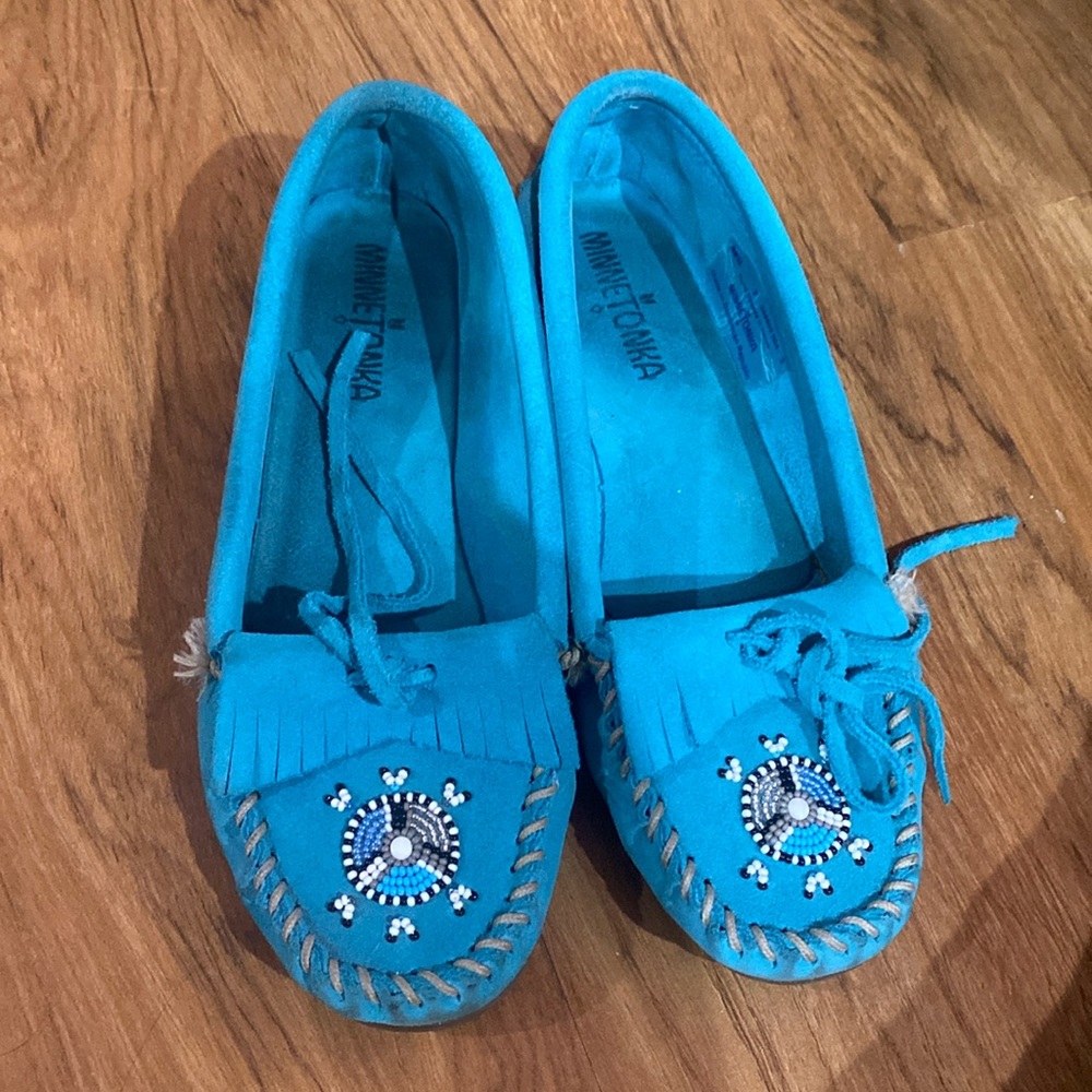 Turquoise Beaded Minnetonka Moccasins